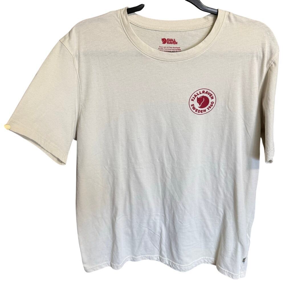 Fjallraven Men's 1960 Logo Graphic T Shirt Cream Red Size Large - Picture 2 of 9